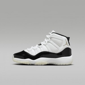 Nike Air Jordan 11 Retro Schoenen Kinderen Wit Zwart Metal Goud Nederland | 074351-DLP