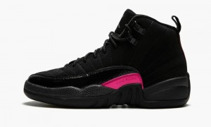 Nike Air Jordan 12 Retro GS Schoenen Kinderen Zwart Donkergrijs Roze Nederland | 682571-BHO