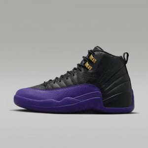 Nike Air Jordan 12 Retro Schoenen Heren Zwart Metal Goud Paars Nederland | 932416-ZRS