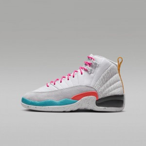 Nike Air Jordan 12 Retro Schoenen Kinderen Wit Roze Nederland | 678213-ZEL