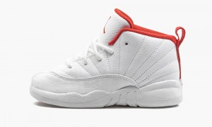 Nike Air Jordan 12 TD 'FIBA' Schoenen Kinderen Wit Rood Metal Nederland | 416978-LYD