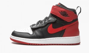 Nike Air Jordan 1 HI Flyease (GS) Schoenen Kinderen Zwart Rood Wit Nederland | 302971-BOR