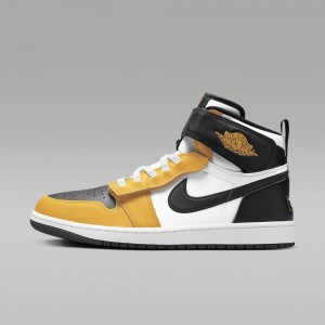 Nike Air Jordan 1 Hi FlyEase Schoenen Heren Wit Zwart Geel Nederland | 658293-VWI