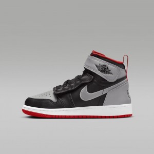 Nike Air Jordan 1 Hi FlyEase Schoenen Kinderen Zwart Grijs Rood Nederland | 294716-YDK