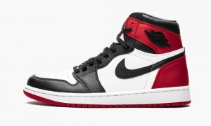 Nike Air Jordan 1 High OG 'Satin Black Neus' Schoenen Dames Zwart Wit Rood Nederland | 216389-STC