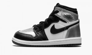 Nike Air Jordan 1 High OG TD 'Silver Neus' Schoenen Kinderen Zwart Metal Zilver Nederland | 130986-JLI