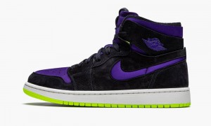 Nike Air Jordan 1 High Zoom 'Lemon Venom' Schoenen Dames Zwart Paars Citroen Nederland | 389472-EFZ