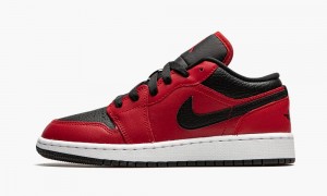 Nike Air Jordan 1 Low 'Black Pebbled' Schoenen Kinderen Rood Zwart Wit Nederland | 317945-UHD