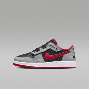 Nike Air Jordan 1 Low FlyEase Schoenen Kinderen Zwart Grijs Wit Rood Nederland | 056238-ANV