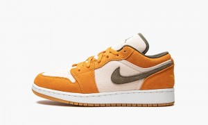 Nike Air Jordan 1 Low SE GS 'Light Curry' Schoenen Kinderen Wit Olijfgroen Diepgeel Nederland | 987043-EAY