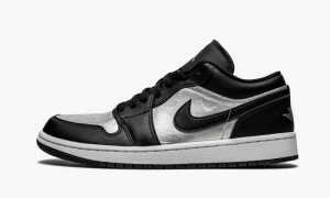 Nike Air Jordan 1 Low SE 'Silver Neus' Schoenen Dames Zwart Metal Zilver Wit Nederland | 971845-AMP