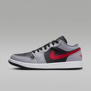 Nike Air Jordan 1 Low Schoenen Dames Grijs Zwart Wit Rood Nederland | 436925-XDR