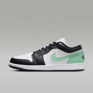 Nike Air Jordan 1 Low Schoenen Dames Wit Zwart Groen Nederland | 471085-QFY