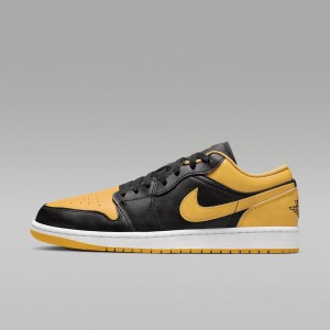 Nike Air Jordan 1 Low Schoenen Dames Zwart Wit Geel Nederland | 265741-MLE