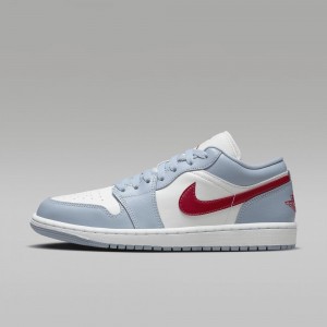 Nike Air Jordan 1 Low Schoenen Heren Blauw Grijs Wit Rood Nederland | 930426-GAO