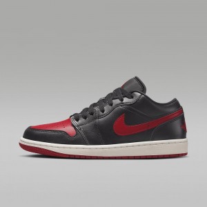 Nike Air Jordan 1 Low Schoenen Heren Zwart Rood Nederland | 917034-RQT