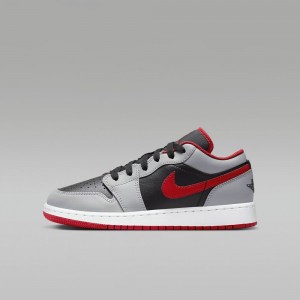 Nike Air Jordan 1 Low Schoenen Kinderen Grijs Zwart Rood Nederland | 621538-SIJ