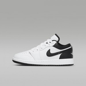 Nike Air Jordan 1 Low Schoenen Kinderen Wit Zwart Nederland | 497386-KGW