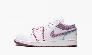 Nike Air Jordan 1 Low 'White Light Bordeuax' Schoenen Kinderen Wit Roze Nederland | 530972-DIW