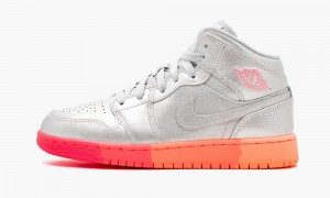 Nike Air Jordan 1 MID (GS) 'Sunrise / Metallic Silver' Schoenen Kinderen Metal Zilver Roze Nederland | 409256-CGX