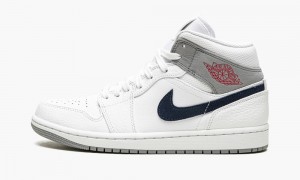 Nike Air Jordan 1 MID PI 'Paris' Schoenen Heren Wit Donkerblauw Nederland | 372460-MSI