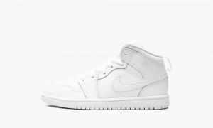 Nike Air Jordan 1 MID PS 'Triple White' Schoenen Kinderen Wit Nederland | 306187-KHR