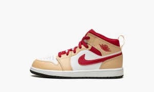 Nike Air Jordan 1 MID PS 'White Onyx / Light Curry' Schoenen Kinderen Wit Zwart Diepgeel Wit Nederland | 268391-PSQ