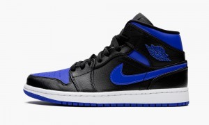 Nike Air Jordan 1 MID 'Royal' Schoenen Heren Zwart Koningsblauw Wit Nederland | 285436-YUQ