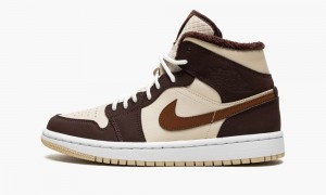 Nike Air Jordan 1 MID SE 'Brown Basalt Fleece' Schoenen Dames Bruin Beige Nederland | 835614-DKZ