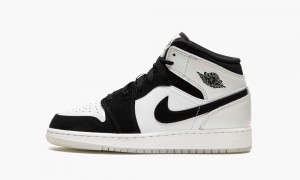 Nike Air Jordan 1 MID SE (GS) 'Diamond Shorts' Schoenen Kinderen Wit Zwart Nederland | 397021-TGQ