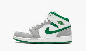 Nike Air Jordan 1 MID SE (GS) Schoenen Kinderen Wit Diepgroen Grijs Nederland | 013679-YLP