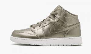 Nike Air Jordan 1 MID SE (GS) Schoenen Kinderen Grijs Wit Rood Nederland | 304785-OUP