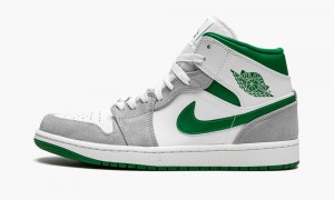 Nike Air Jordan 1 MID SE 'Grey / Pine Green / White' Schoenen Heren Wit Diepgroen Grijs Nederland | 147509-MWC