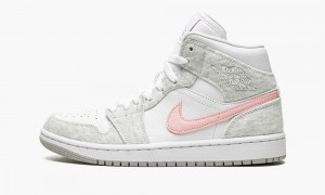 Nike Air Jordan 1 MID SE 'Heather Grey / Pink' Schoenen Dames Wit Grijs Nederland | 265431-OWT