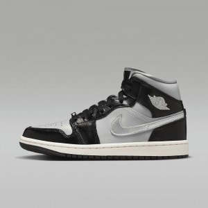 Nike Air Jordan 1 MID SE Schoenen Dames Zwart Grijs Nederland | 253087-DWG