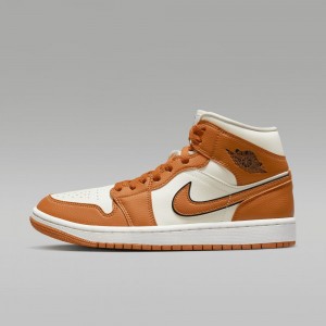 Nike Air Jordan 1 MID SE Schoenen Dames Bruin Wit Nederland | 547682-INP