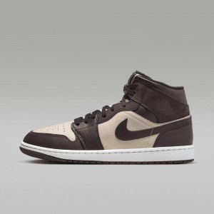 Nike Air Jordan 1 MID SE Schoenen Dames Bruin Metal Goud Nederland | 017456-OQK