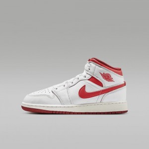 Nike Air Jordan 1 MID SE Schoenen Kinderen Wit Rood Nederland | 493576-SIQ
