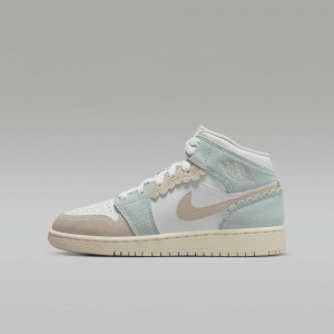 Nike Air Jordan 1 MID SE Schoenen Kinderen Wit Lichtblauw Nederland | 439680-EQV