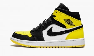Nike Air Jordan 1 MID SE 'Yellow Neus' Schoenen Heren Zwart Geel Nederland | 625348-GBQ