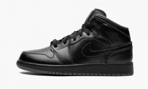Nike Air Jordan 1 Mid BG 'Triple Black' Schoenen Kinderen Zwart Donkergrijs Nederland | 203417-SMZ