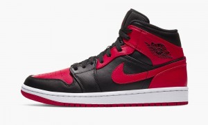 Nike Air Jordan 1 Mid 'Banned 2020' Schoenen Heren Zwart Rood Zwart Nederland | 958164-YTF