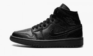 Nike Air Jordan 1 Mid 'Black Snakeskin' Schoenen Dames Zwart Wit Nederland | 134079-VAG