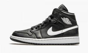 Nike Air Jordan 1 Mid 'Black / White' Schoenen Dames Zwart Wit Nederland | 910342-YEO