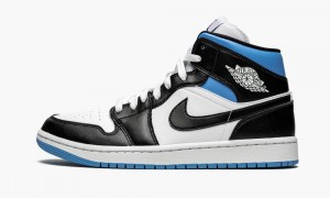 Nike Air Jordan 1 Mid 'Black / White / University Blue' Schoenen Dames Wit Zwart Blauw Nederland | 649128-DUM