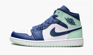 Nike Air Jordan 1 Mid 'Blue Mint' Schoenen Heren Donkerblauw Mintgroen Wit Nederland | 236459-ALN