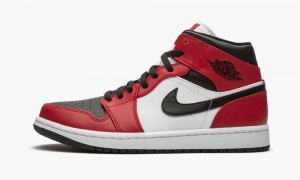 Nike Air Jordan 1 Mid 'Chicago Black Neus' Schoenen Heren Rood Zwart Nederland | 485709-KRD