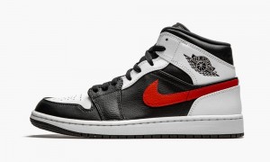 Nike Air Jordan 1 Mid 'Chile Red' Schoenen Heren Zwart Rood Wit Nederland | 521637-VQW