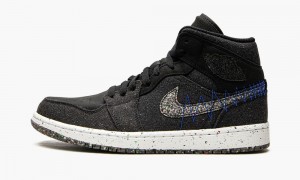 Nike Air Jordan 1 Mid 'Crater Black' Schoenen Heren Zwart Wit Koningsblauw Nederland | 386705-WIC