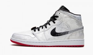 Nike Air Jordan 1 Mid 'Fearless Edison Chen - Clot Silk' Schoenen Heren Zilver Zwart Rood Nederland | 204175-FTE